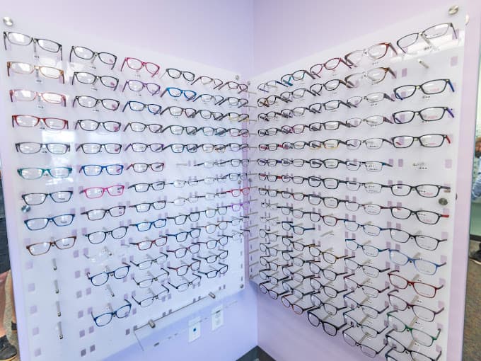 display of hundreds of children's glasses